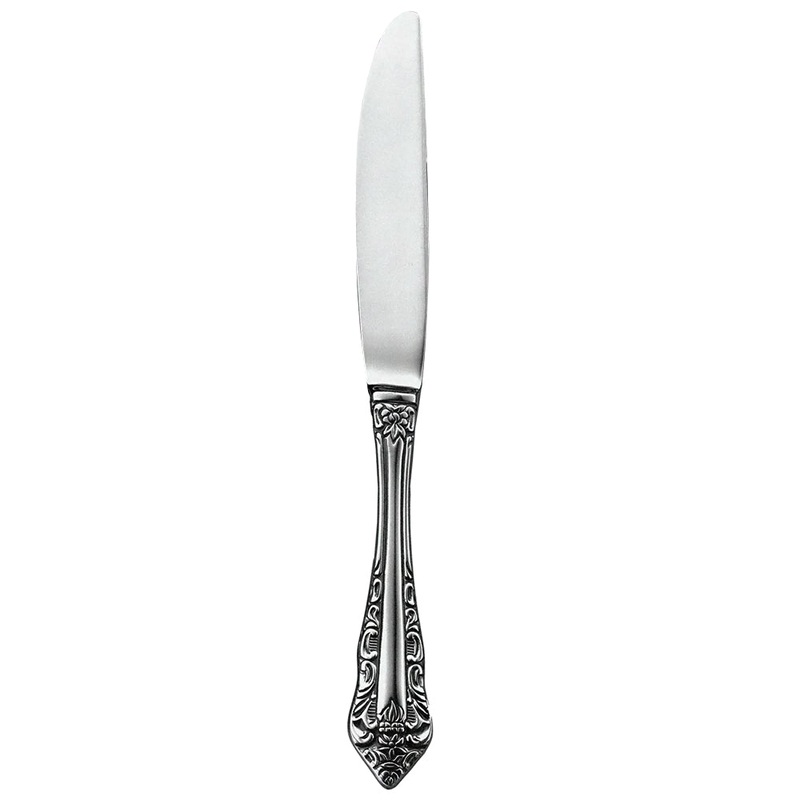 Walco 6845FS Classic Baroque 8 13/16″ 18/10 Fieldstone Finish Stainless Steel Extra Heavy Weight Dinner Knife – 12/Pack