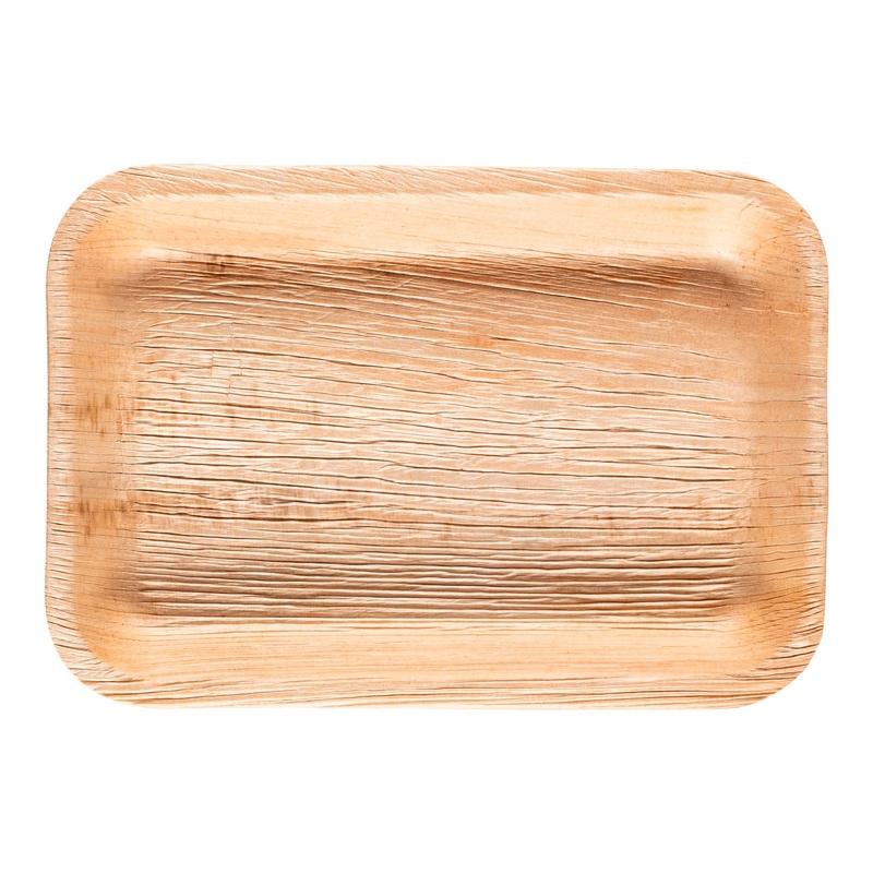 11″ x 7″ Rectangular Natural Palm Leaf Eco-Friendly Disposable Trays