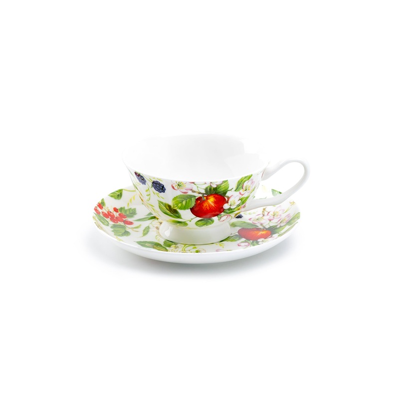 Fruits Garden Bone China Tea Cup and Saucer
