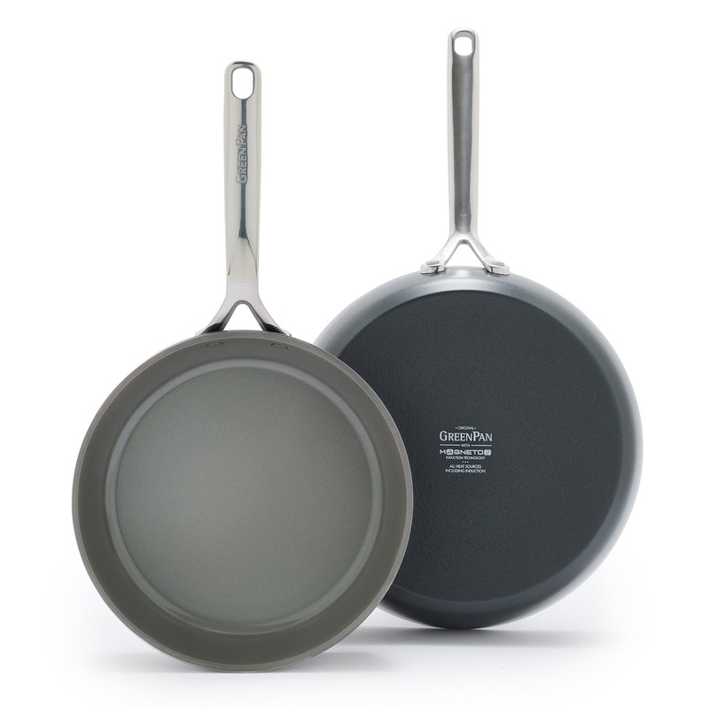 GP5 Colors Ceramic Nonstick 9.5″ and 11″ Frypan Set with Mirror Handles | Slate