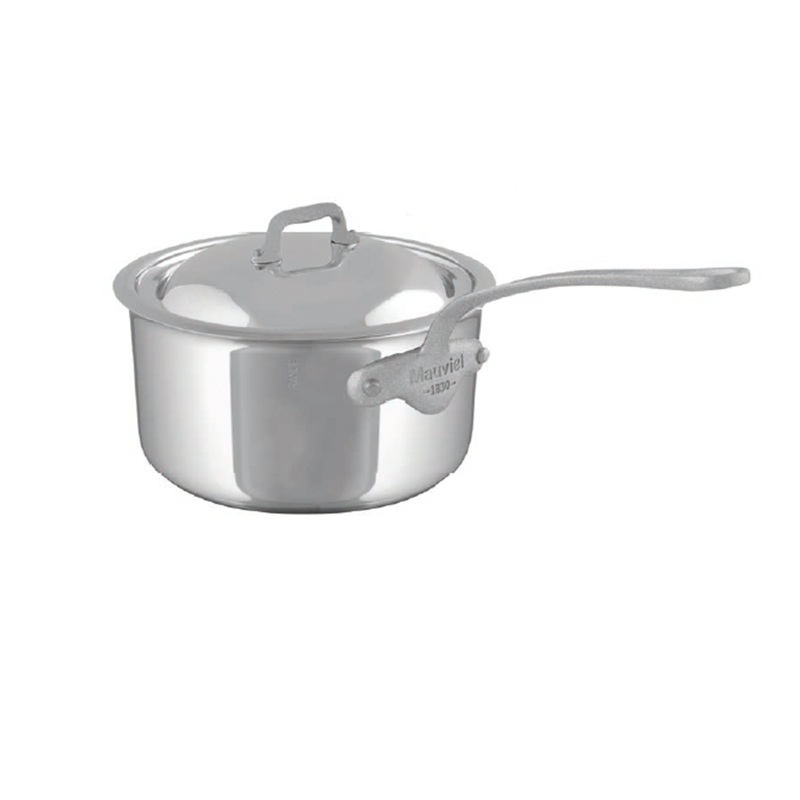 Mauviel M’Cook SB 5-Ply Sauce Pan With Brushed Cast Stainless Steel Handle, 3.3-Qt