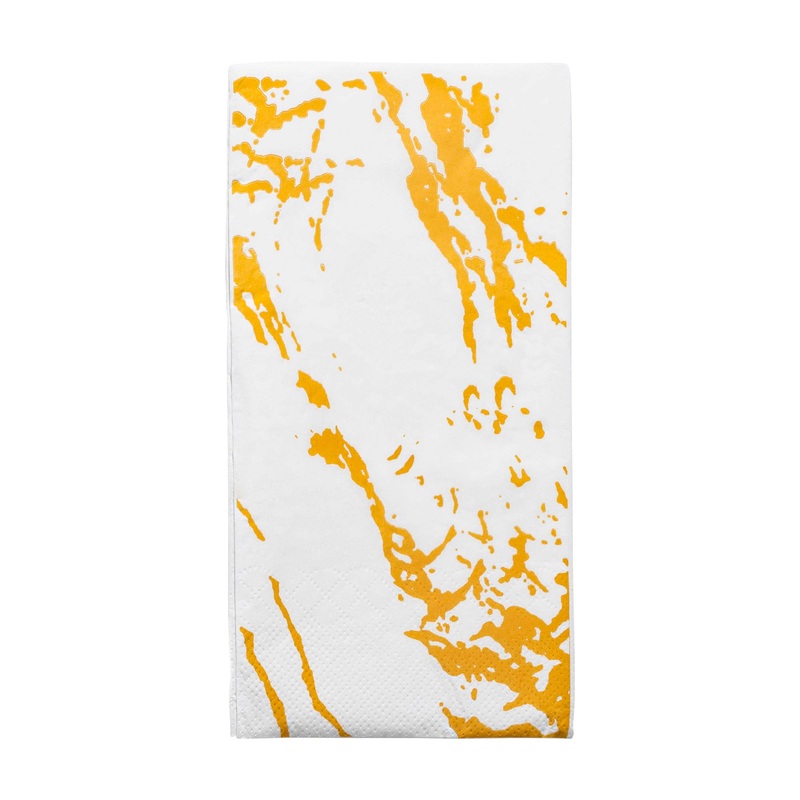 White with Gold Marble Paper Dinner Napkins