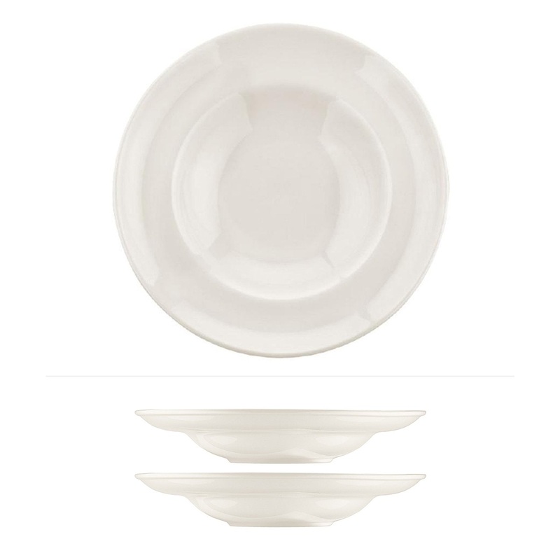 Gourmet dia.10.75″ h:2.25″ 16 oz. Round Warm White Porcelain Bowl (Set of 2)