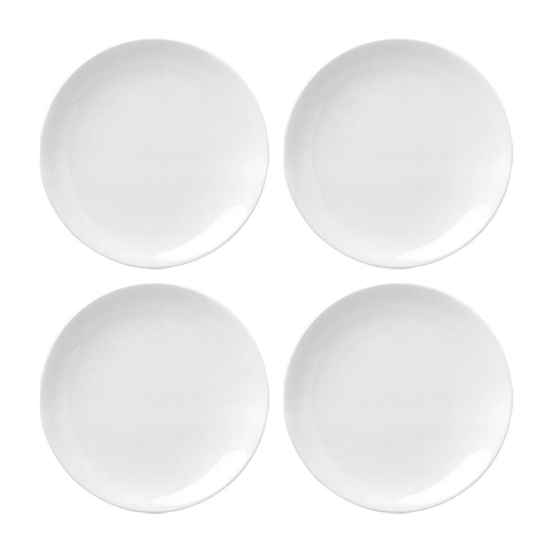 Porcelain Delta-Coupe dia.9.75″ Round White Porcelain Plate (Set of 4)