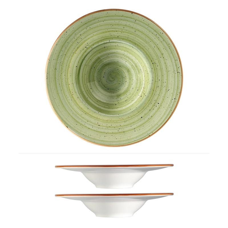 Therapy dia.11″ h:2.5″ 14 oz. Round Green Porcelain Bowl (Set of 2)