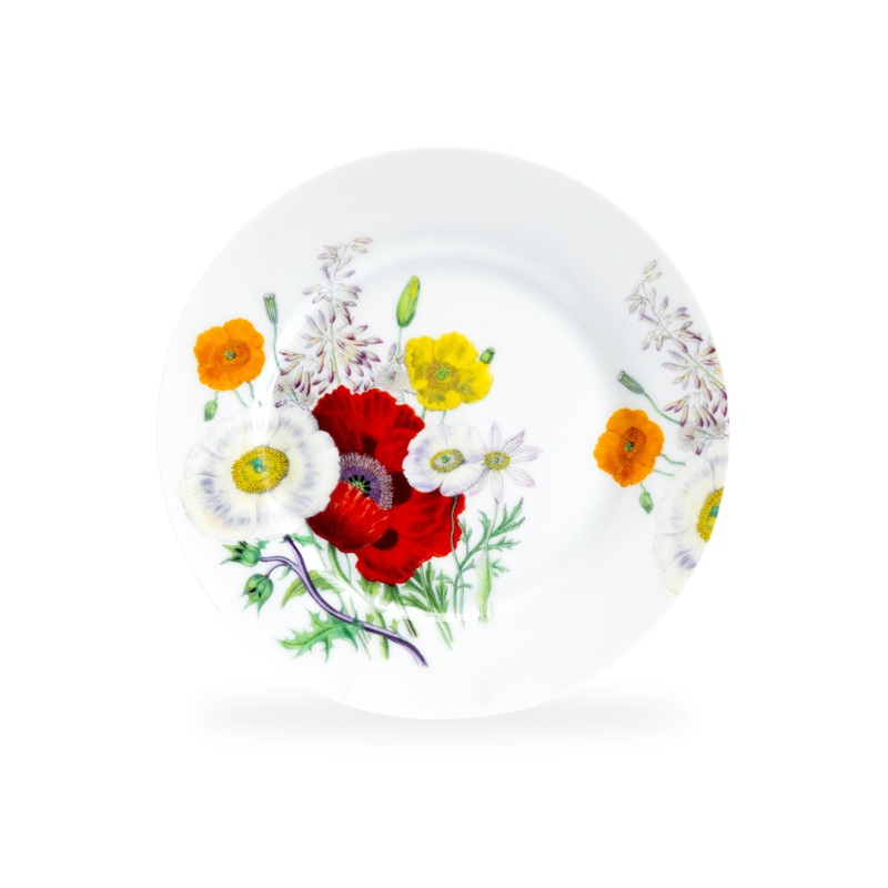 7.5″ Poppy Field Bone China Dessert Plate