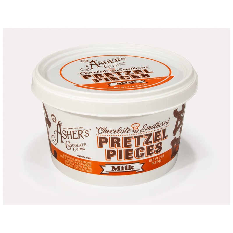 Asher’s Milk Chocolate Smothered Pretzel Pieces  2 lb. Pail