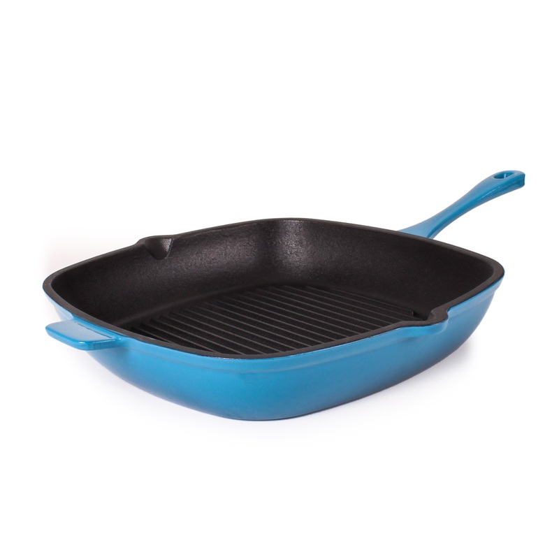 BergHOFF Neo Cast Iron Square Grill Pan 11″, Blue