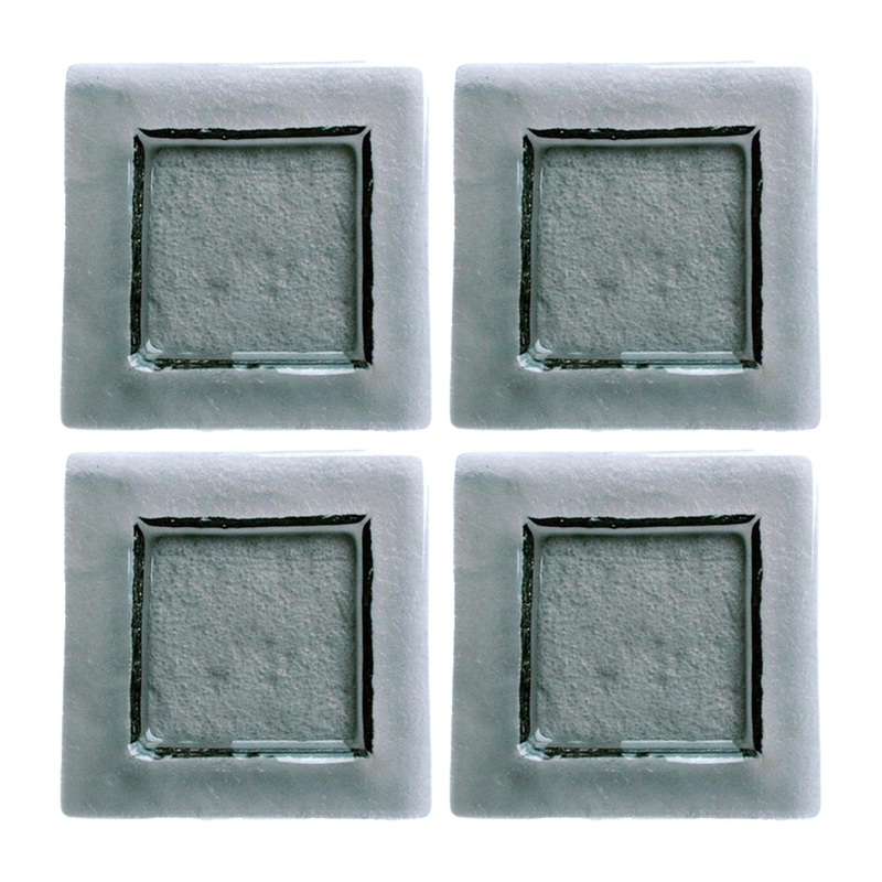 Glass Dinnerware 6″ x 6″ Square Charcoal Glass Plate (Set of 4)