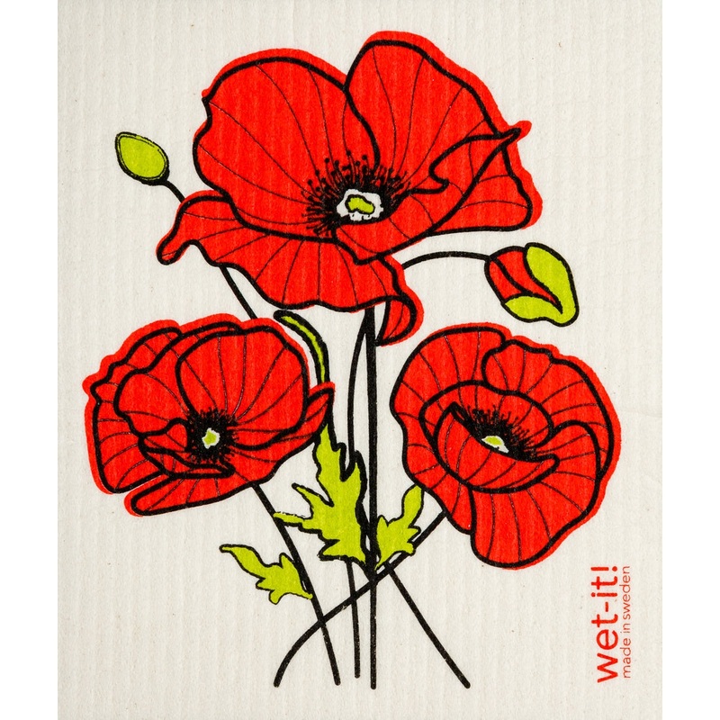 Wet-it! Swedish Dishcloth – Poppy Flower