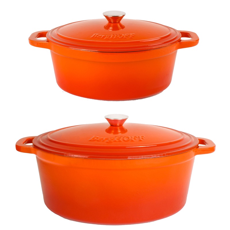 BergHOFF Neo 4pc Cast Iron Cookware Set, 5qt. & 8qt., Orange