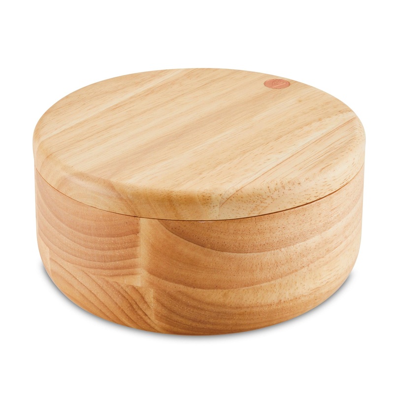 Round Wooden Salt and Spice Box with 2 Compartments