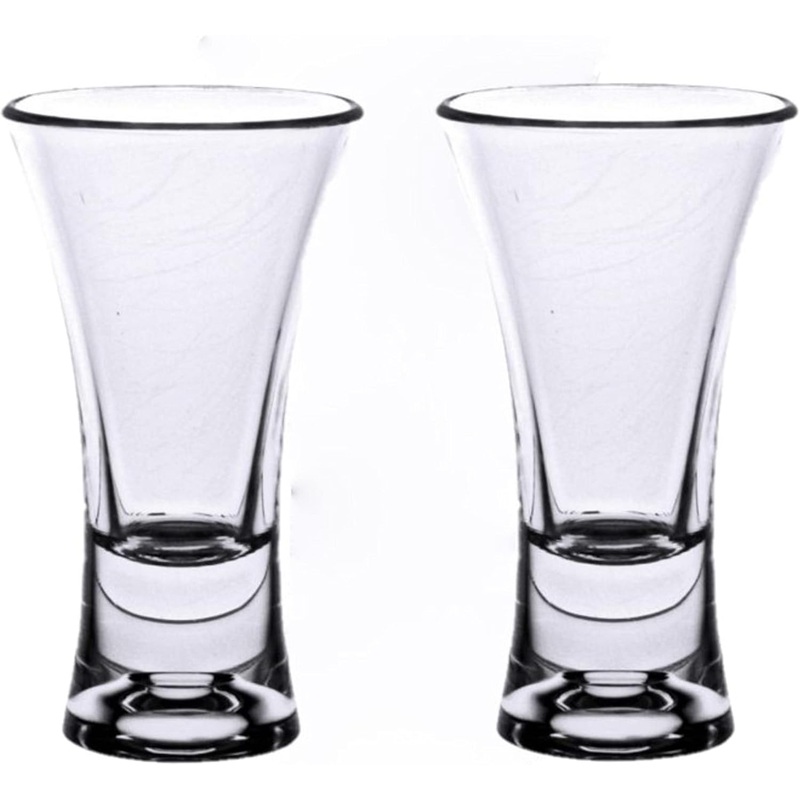 2 oz Flair Shot Glass Polycarbonate with Heavy Base Clear Color Set of 2- Liquor Plastic Drinking Glass Clear Shot Glass Tequila Shots for Whiskey Tequila Vodka Espresso