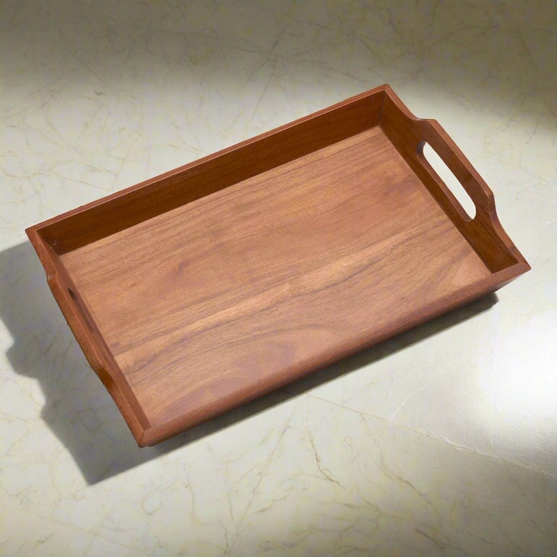 Acacia Wood Tray with Handles