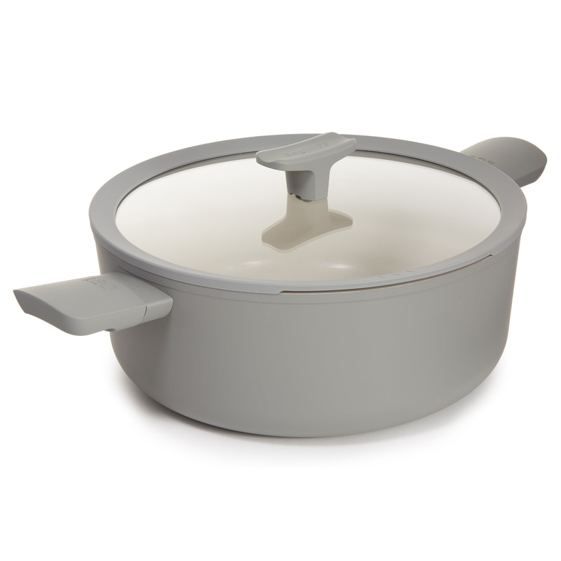 BergHOFF Balance Nonstick Ceramic Stockpot 11″, 6.5qt. With Glass Lid, Recycled Aluminum, Moonmist