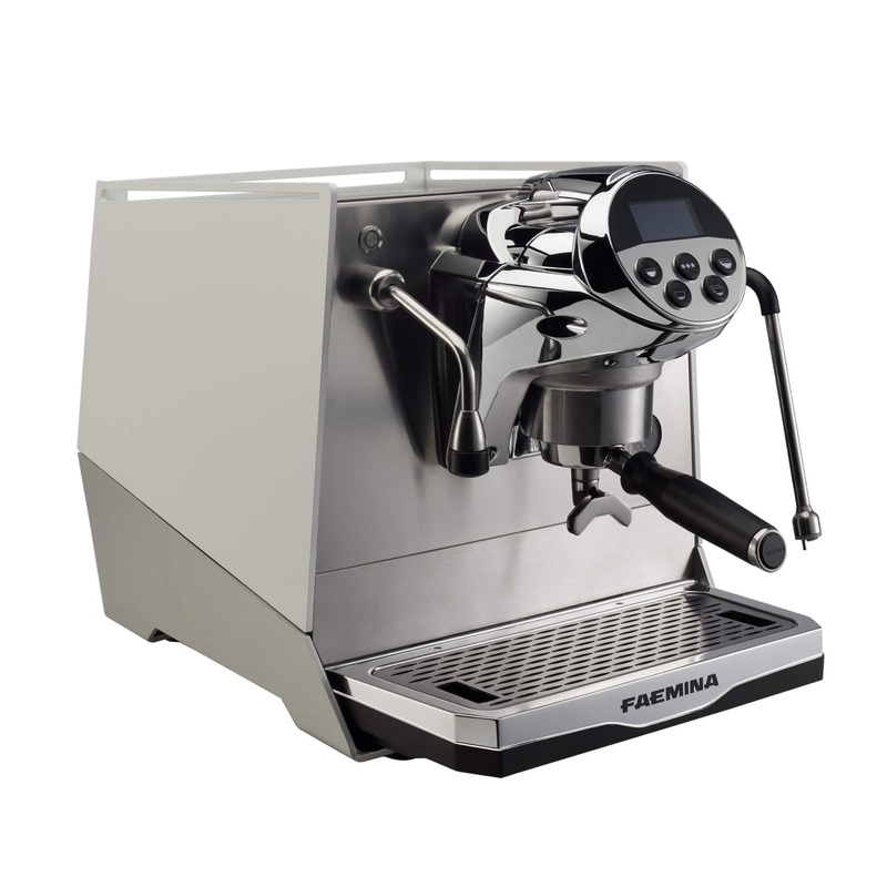 Faema Faemina A/1 GTI 5P  1 Group Commercial Espresso Machine with Autosteam (Glossy White/Anodised Clear Grey)