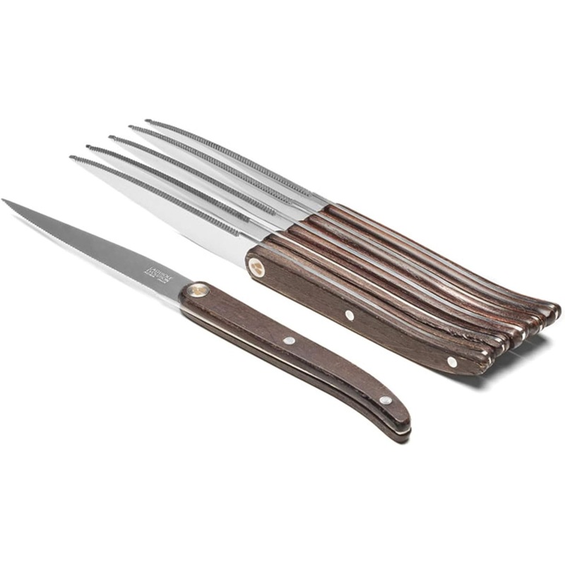 TB Laguiole Sens 6 Pc. Steak Knife Set – Dark Wood Handle