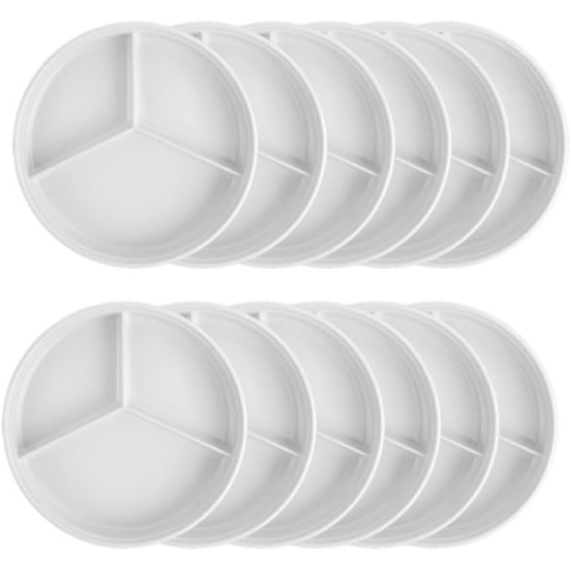 8-1/4 Deep Divided Server Melamine Set of 12- Dishwasher Safe Break-Resistant Serving Platter Serving Plates Portion Plates for Dinner Home Kitchen Restaurants