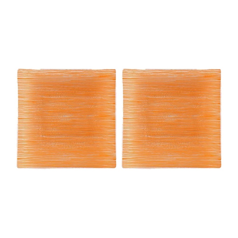 Glass Dinnerware 7.75″ x 7.75″ Square Orange Glass Plate (Set of 2)