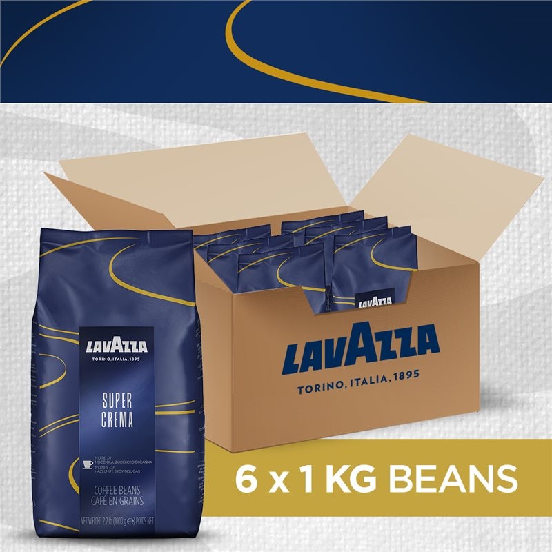 Lavazza Super Crema Espresso Beans – 6 x 1KG
