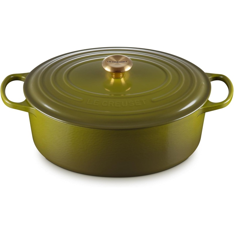 Le Creuset 8 Qt. Signature Oval Dutch Oven w/Gold Knob – Olive