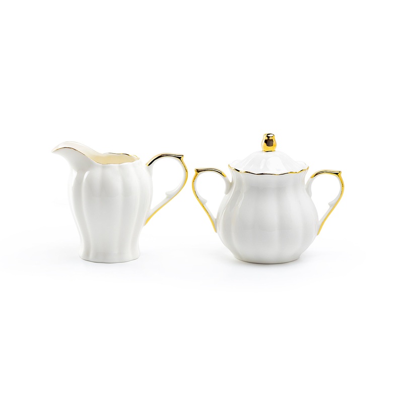White Gold Scallop Fine Porcelain Sugar & Creamer Set