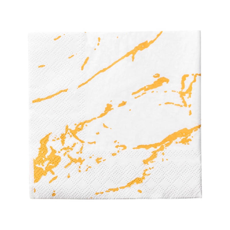 White with Gold Marble Paper Beverage/Cocktail Napkins