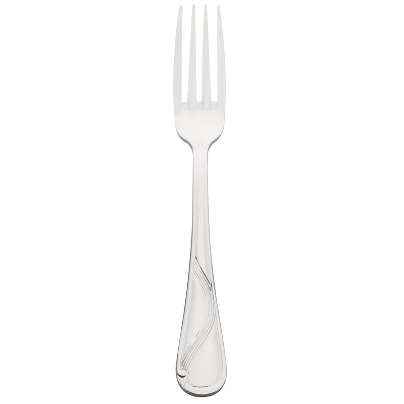 Bon Chef S2205 Wave 7 3/4″ 18/10 Stainless Steel Dinner Fork – 12/Pack