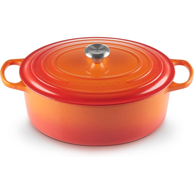 Le Creuset 8 Qt. Signature Oval Dutch Oven w/Stainless Steel Knob – Flame