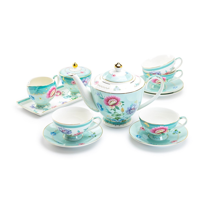 Mint Flower Garden Fine Porcelain Tea Set
