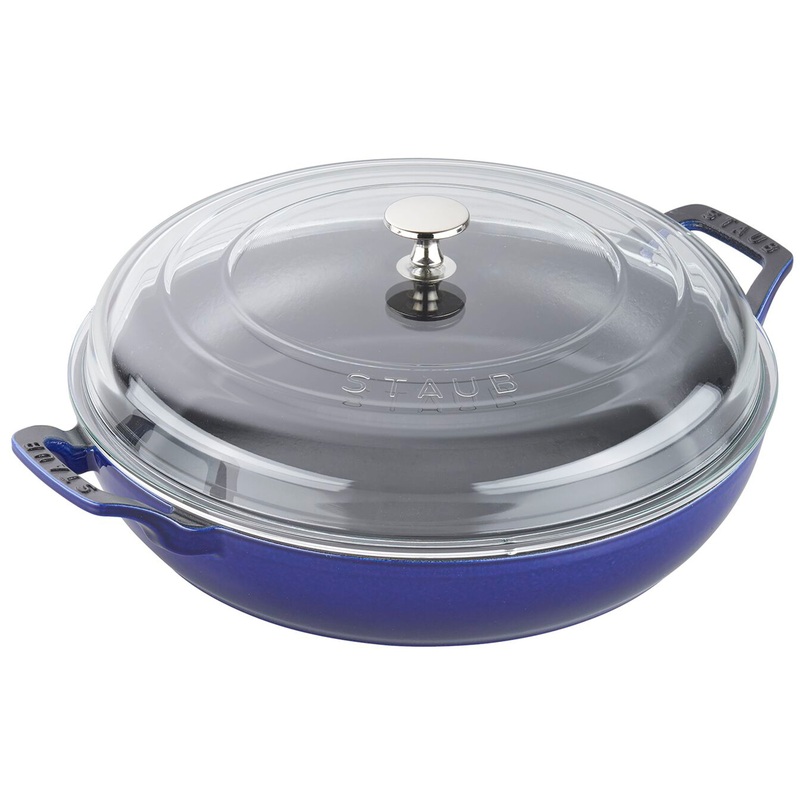 Staub Cast Iron Dark Blue Braiser with Glass Lid, 3.5-Quart