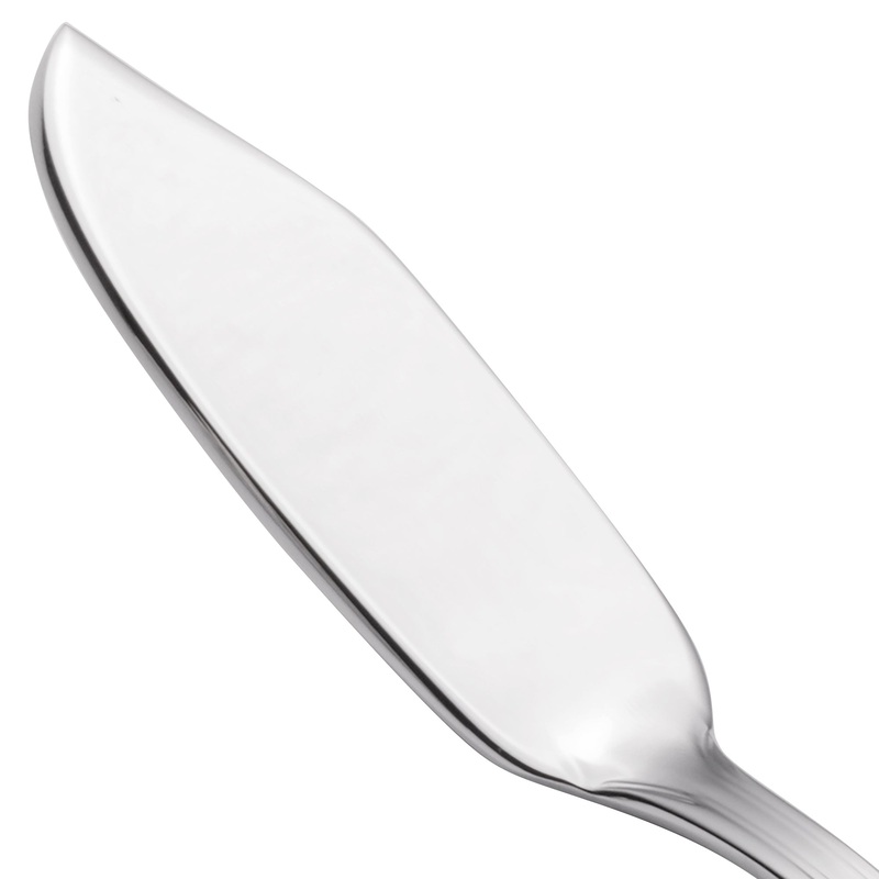 Walco 9739 Prim 7 5/8″ 18/10 Stainless Steel Extra Heavy Weight Flat Handle Fish Knife – 12/Pack