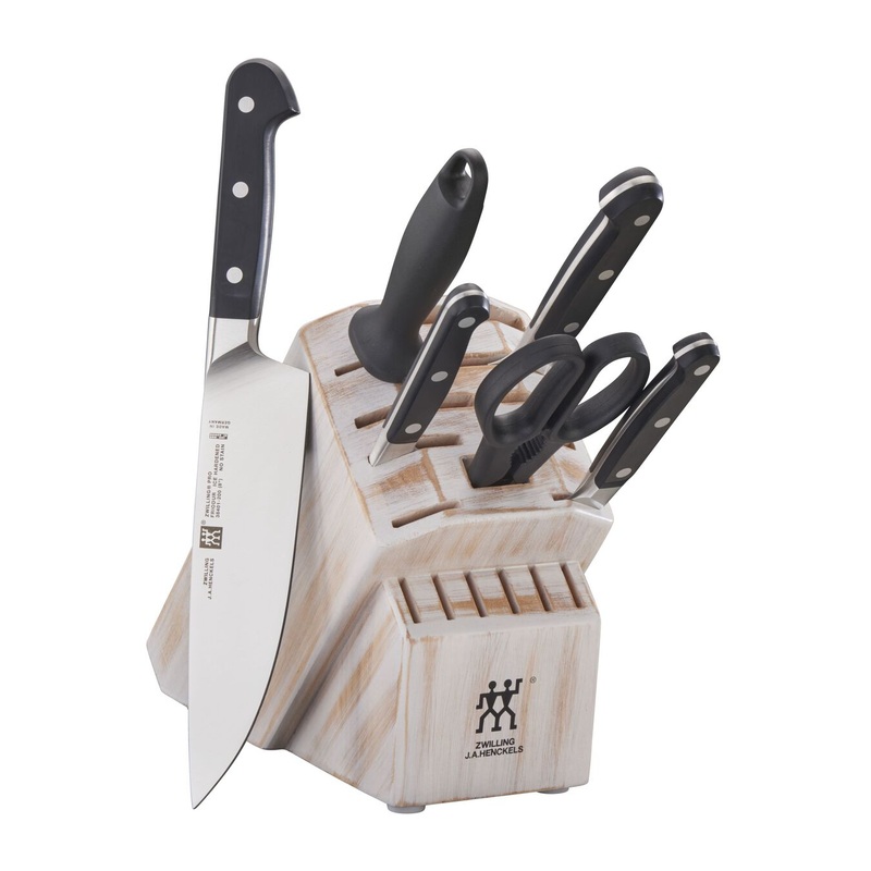 Zwilling Pro Stainless Steel 7-Piece Knife Block Set, Rustic White