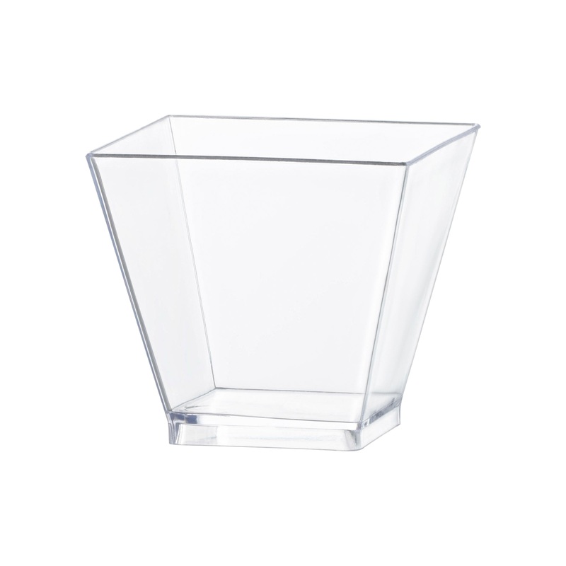 2 oz. Clear Plastic Mini Verrine Sample Cube Cups