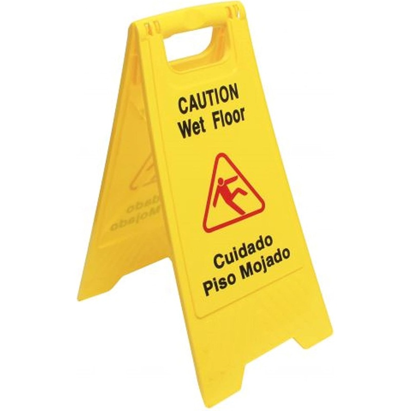 24″ x 12″ Caution Wet Floor Sign Yellow Color- Double-Sided Safety Warning Signs for Commercial Use A Frame 24 Inches Height Bilingual Warning Sign