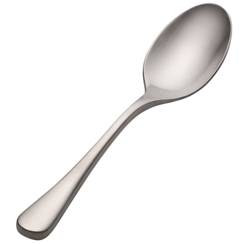 Bon Chef S4116 Como Satin Finish 4 7/8″ 18/10 Extra Heavy Weight Stainless Steel Demitasse Spoon – 12/Pack