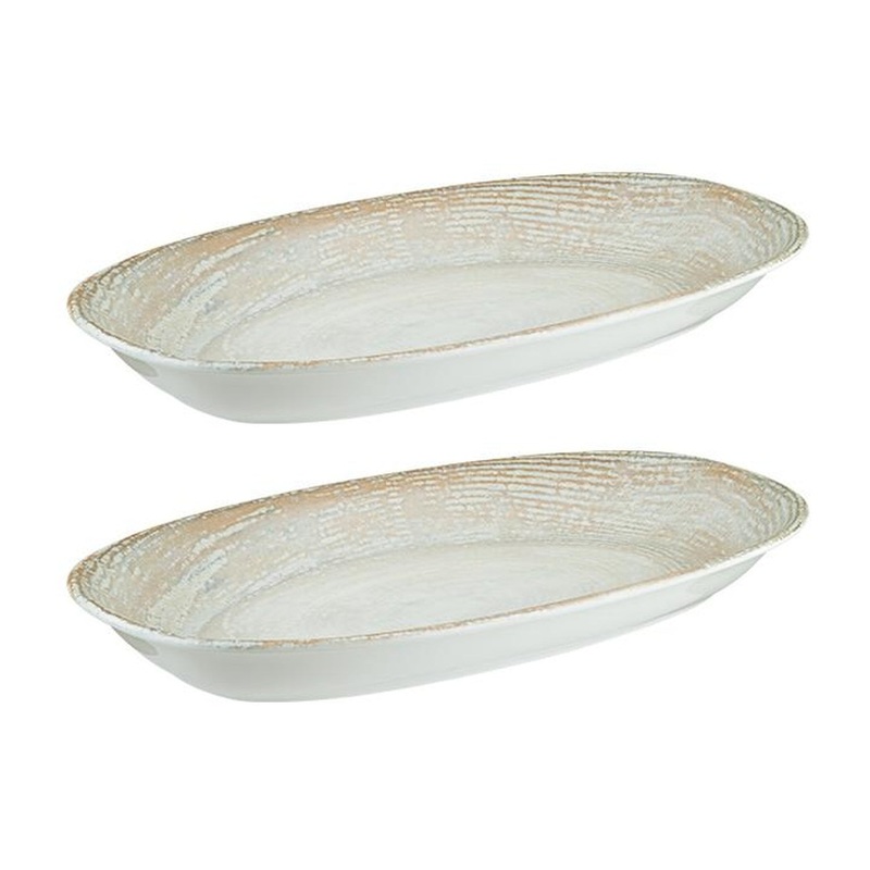 Patera 7.5″ x 4.25″ x h:1″ Oval Decorated Porcelain Platter (Set of 2)