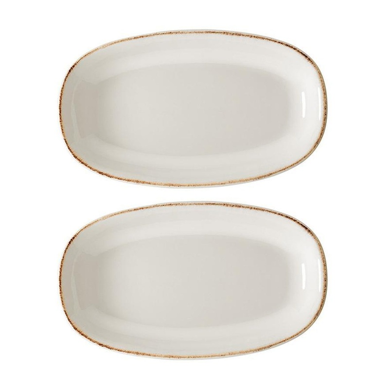 Retro 6″ x 3.5″ x h:0.75″ Oval Decorated Porcelain Platter (Set of 2)