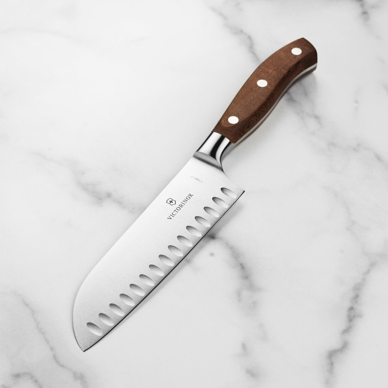 Victorinox Grand Maitre Wood 7″ Hollow Edge Santoku Knife