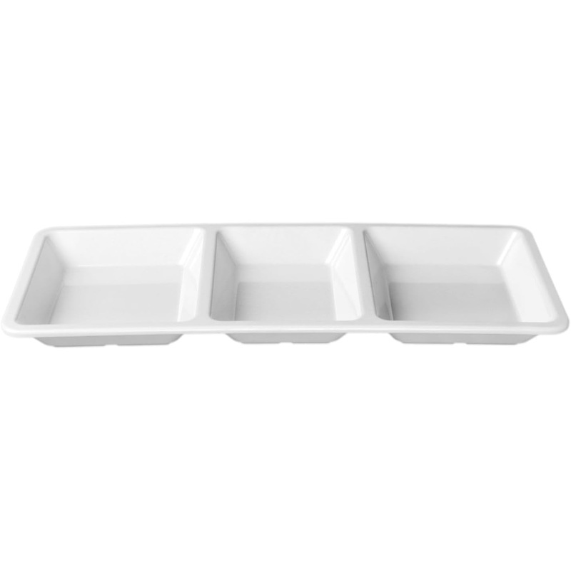 28 oz Rectangular 3-Section Tray Passion Melamine – Dishwasher Safe Serving Bowl Dipping Sauce Dishes Sauce Bowls for Dips Chips Veggies Fruits Home Restaurants