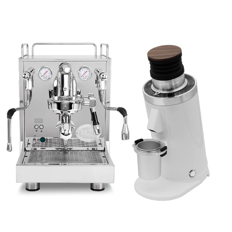 ECM Mechanika Max Espresso Machine with DF64 Gen 2 DLC Burr Grinder (White) Bundle