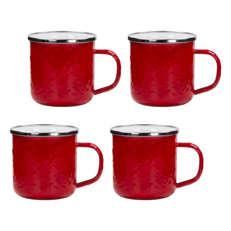 Red Solid 12 oz Mugs – Set of 4