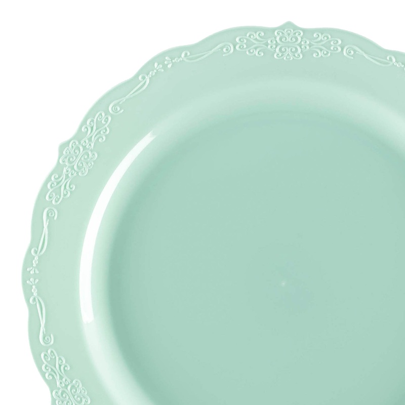 Turquoise Vintage Round Disposable Plastic Appetizer/Salad Plates (7.5″)