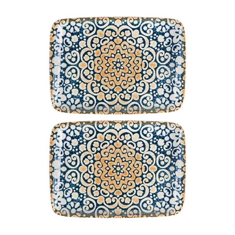 Alhambra 9″ x 6″ Rectangular Decorated Porcelain Plate (Set of 2)