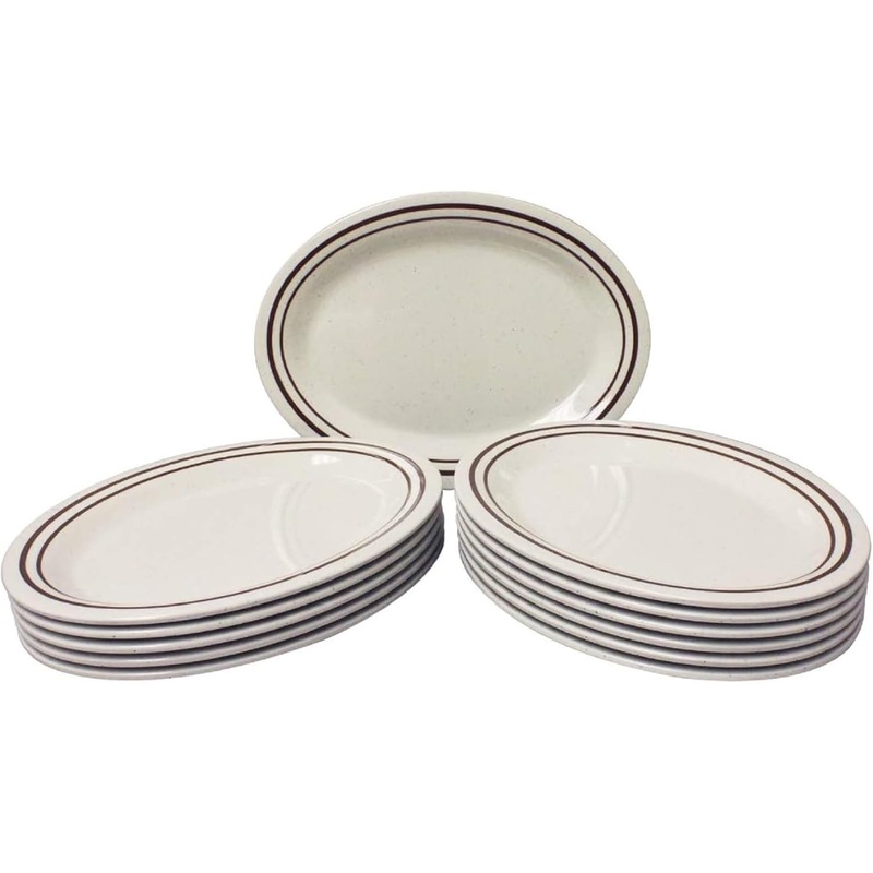 Arcadia Oval Platters Melamine Set of 12 – Dishwasher Safe Break-Resistant Reusable Serving Platter Plates Kitchen Plates Dinnerware Appetizer Plates Serving Plate