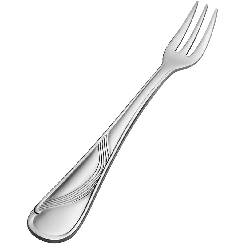 Bon Chef S2208 Wave 5 5/8″ 18/10 Stainless Steel Oyster / Cocktail Fork – 12/Pack