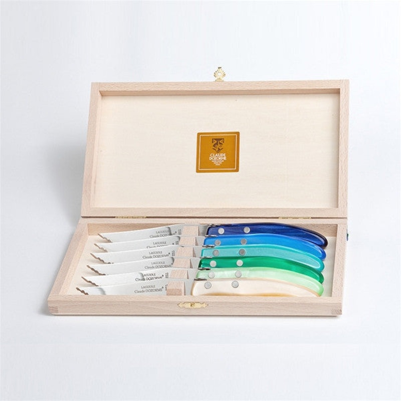 Claude Dozorme Berlingot Steak Knives – Blues and Greens