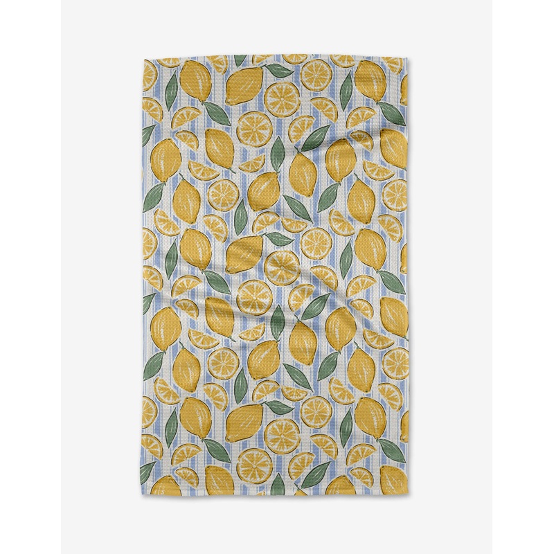 Geometry Sour Lemon Stripes Tea Towel