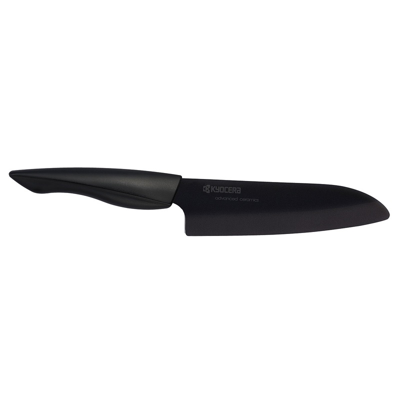Kyocera Innovation Series 6″ Santoku Knife w/Soft Grip Handle, Black Blade
