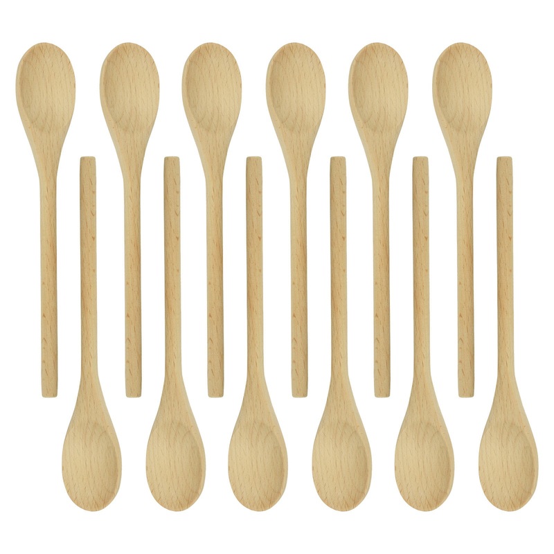 R&M International Wooden Spoon, 8 Inch, Pack of 12